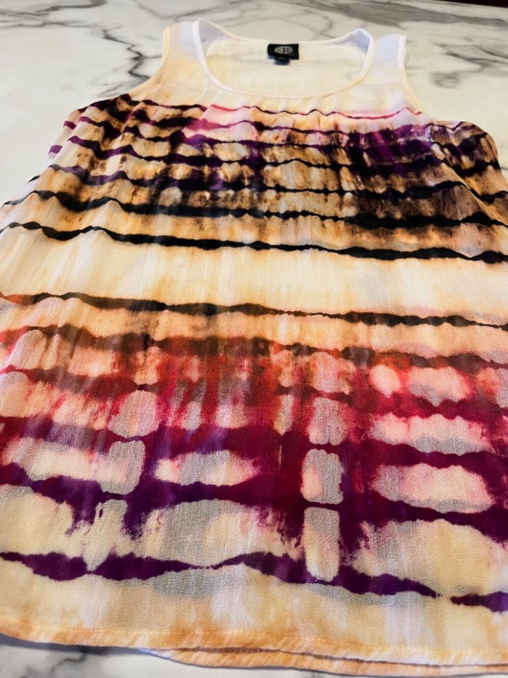 Bobeau Scoop Neck Tank Top Blouse Shibori Tie Dye Medium - Picture 2 of 12